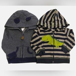 Carters Bundle - 2 Hoodies Navy Stripes and Dino - 9 months